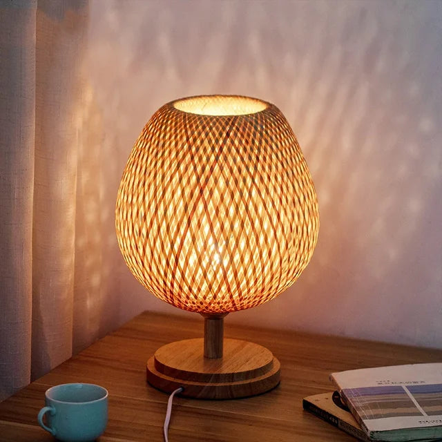 Vintage Bambu Bordslampa – Rustik & Elegant
