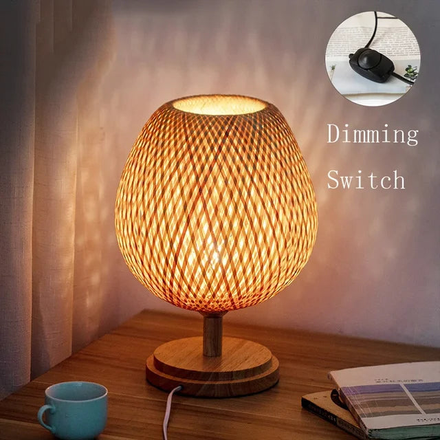 Vintage Bambu Bordslampa – Rustik & Elegant