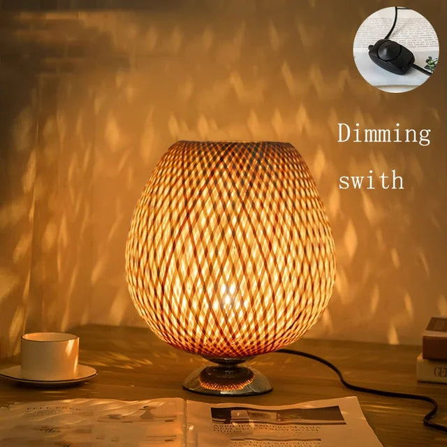 Vintage Bambu Bordslampa – Rustik & Elegant