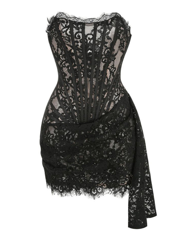 Elegant Spets Corsettklänning – Tidlös Mini