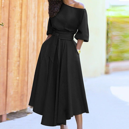 Stilren A-linjeklänning med Band – Chic Sommarlook